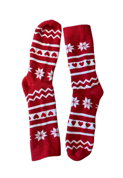 Sosete Craciun dama ,Interior tip prosop,Imprimeu inimi, Engros